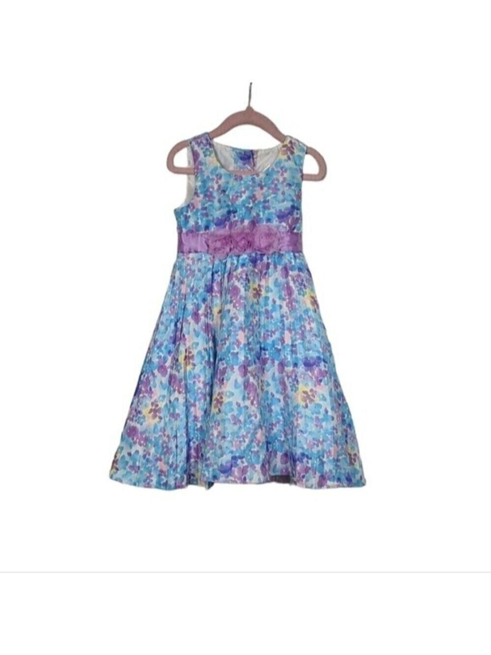 Nanette Blue Purple Floral Girls Dress 5